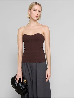Women’s Pixie Market Cass Sweetheart Knit Strapless Top in Chocolate Brown